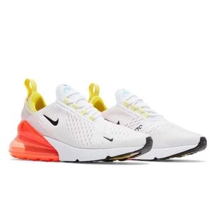 Nike Air Max 270 White and Orange Sneakers